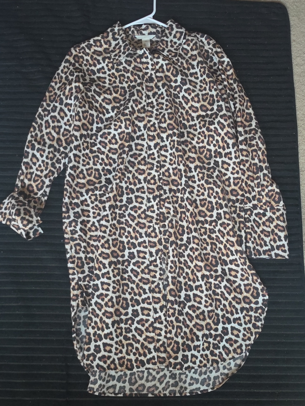 H&M Leopard Print Button-Up Tunic — Brown, Black, Cream